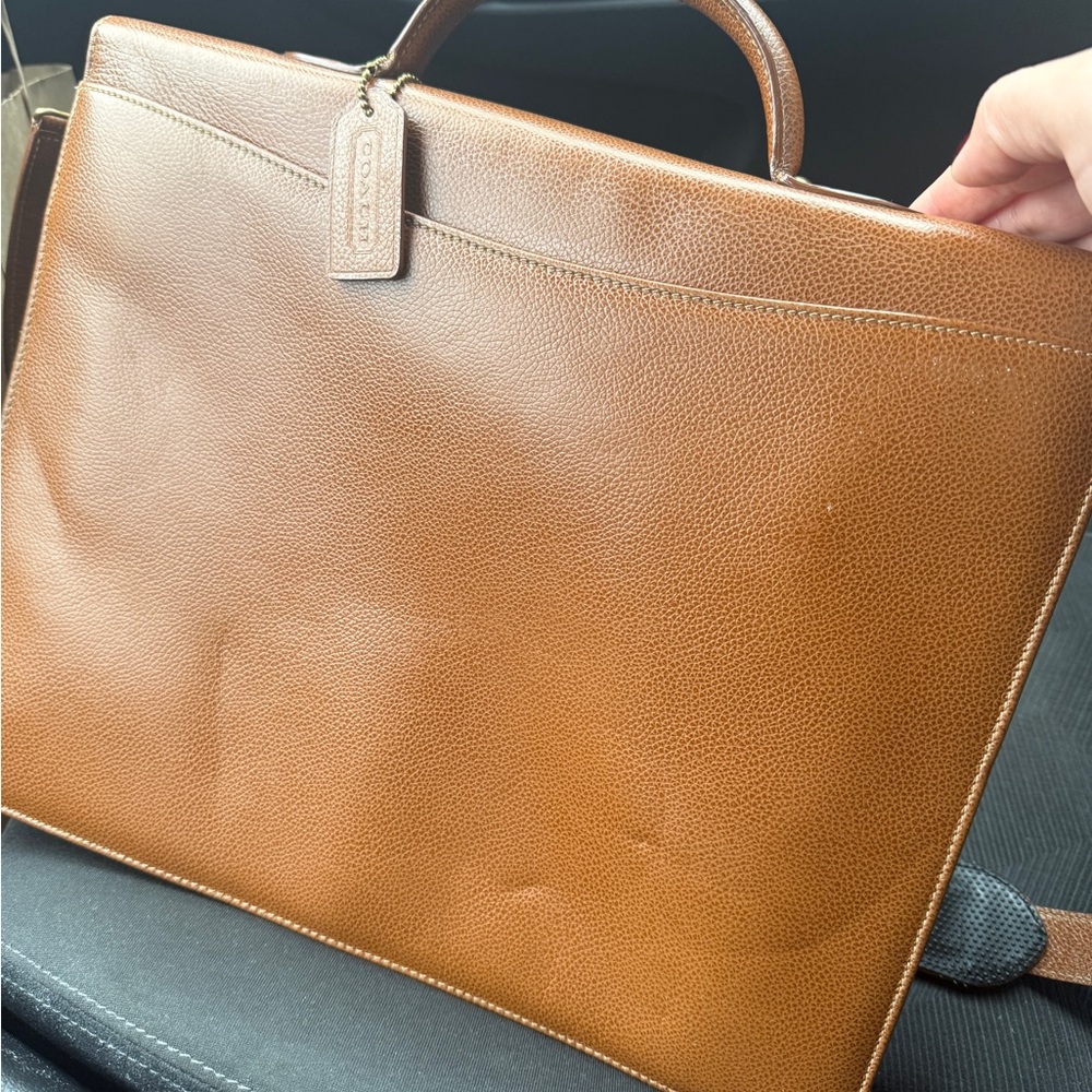 Rare Vintage Coach Madison Drake Briefcase British Tan Italian Leather 4420 - Picture 12 of 15